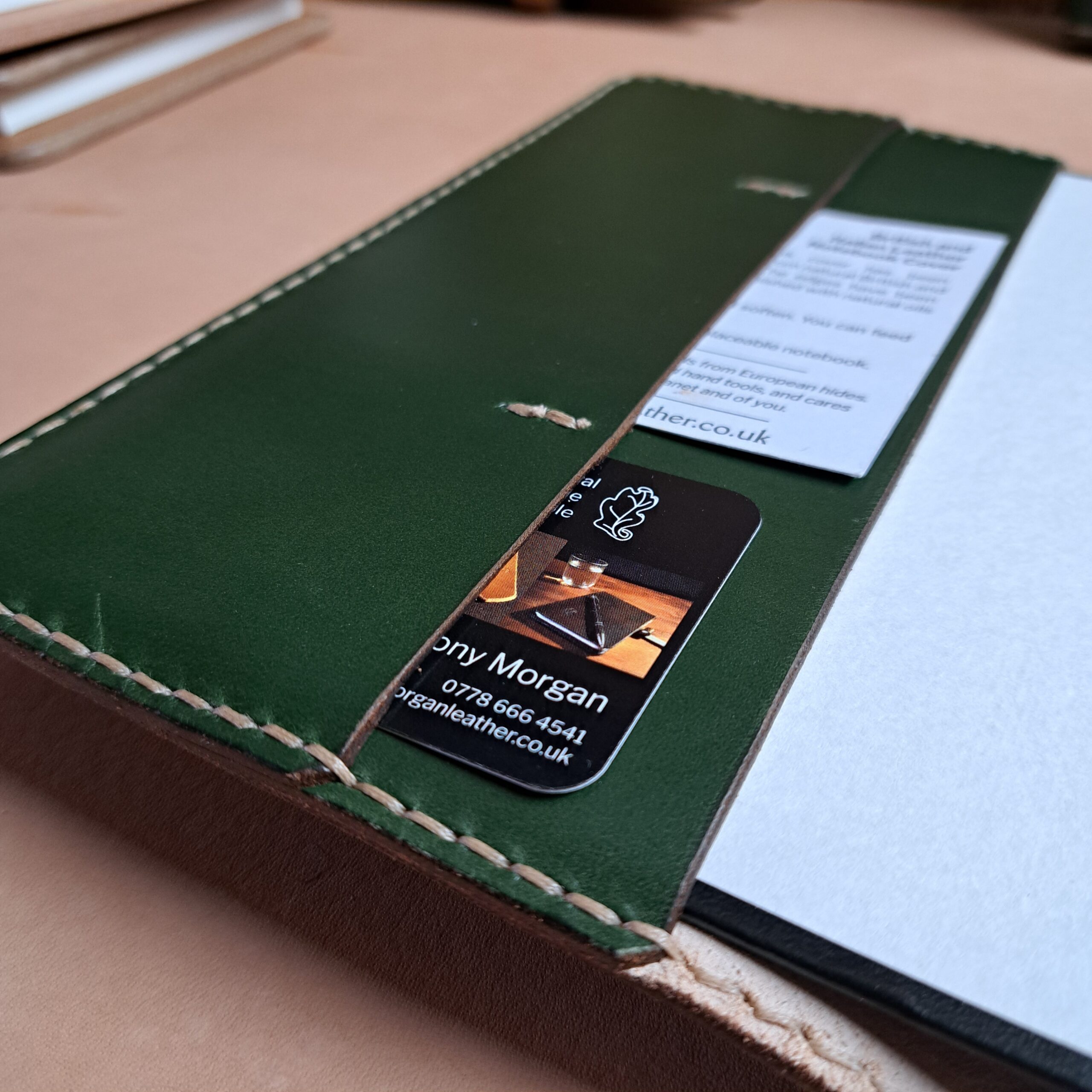 Green A5 Leather Notebook Cover - Image 3