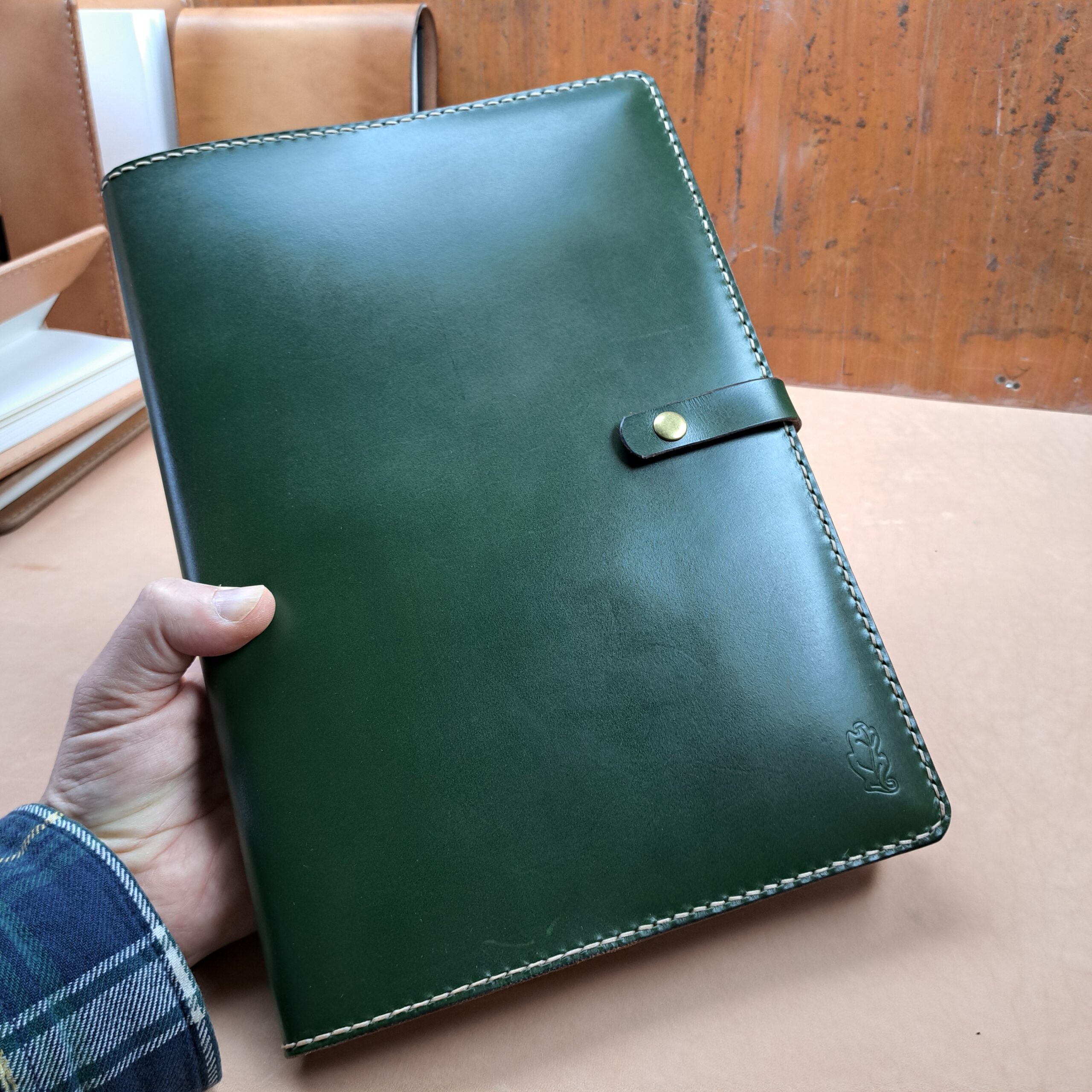 Green A4 Leather Notebook Cover