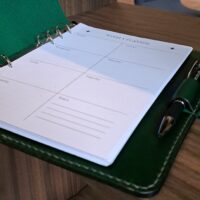 Leather journal, diary, refillable, 6 rings, personal organiser A5